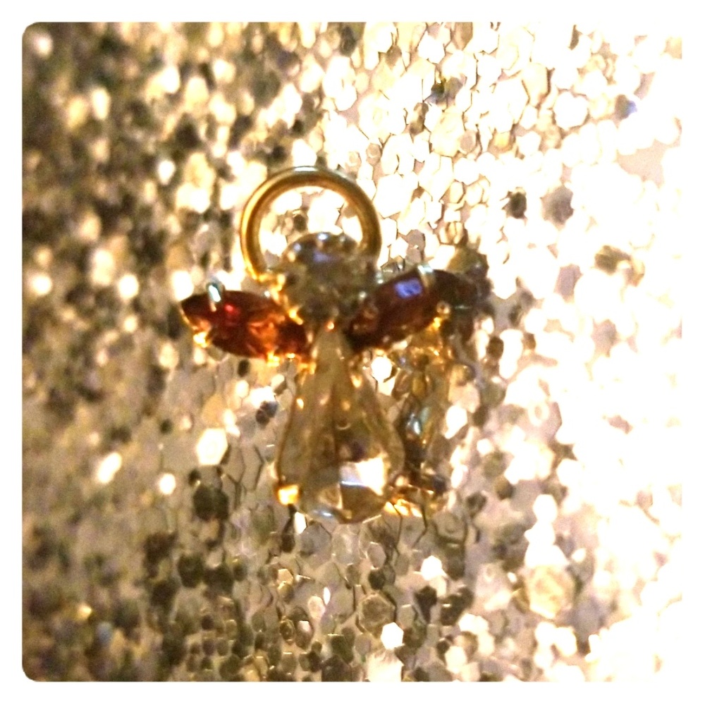 White Topaz and Citrine Angel Pin